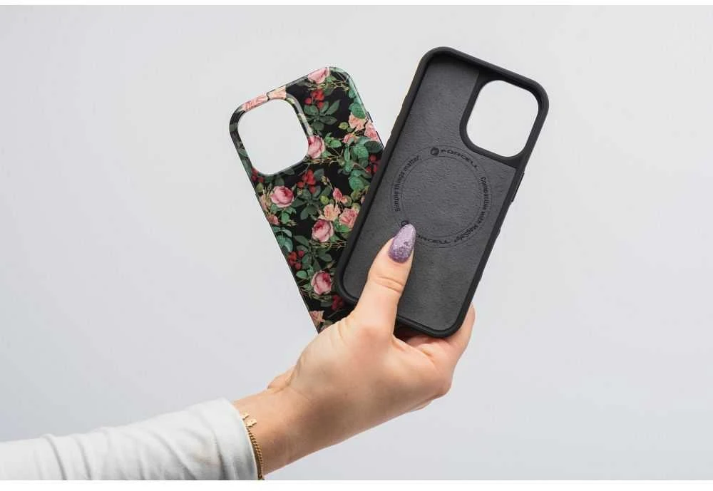 „iPhone 15 PRO Forcell F-Protect Mirage“ dėklas, suderinamas su kariniu kritimo testu, rožinis dramos efektas