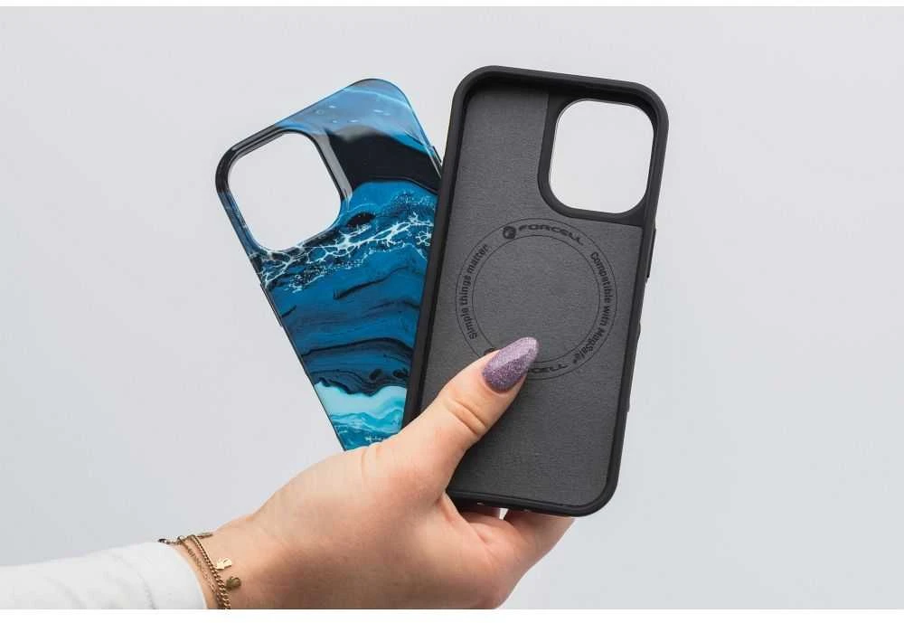 „iPhone 15 PRO MAX“ dėklas „Forcell F-Protect Mirage“, suderinamas su „Magsafe Military Drop Test“, giliavandenis
