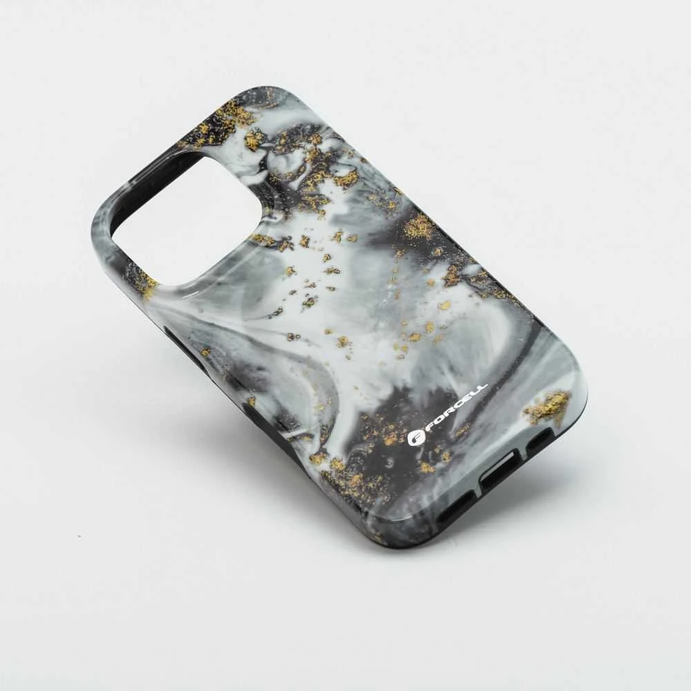 „iPhone 15 PRO Forcell F-Protect Mirage“ dėklas, suderinamas su „Magsafe Military Drop-Test“ sidabrinis rūkas