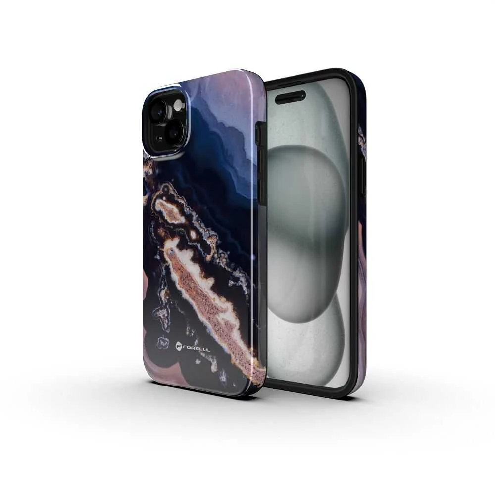 „iPhone 16 PLUS“ dėklas „Forcell F-Protect Mirage“, suderinamas su „Magsafe Military Drop-Test“ auksinis island