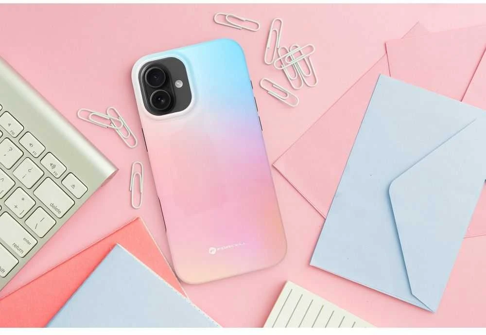 „iPhone 16 PLUS“ dėklas „Forcell F-Protect Mirage“, suderinamas su „Magsafe Military Drop-Test“ – mažas mėlynas