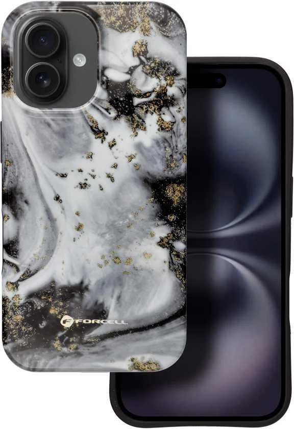 „iPhone 16 PLUS“ dėklas „Forcell F-Protect Mirage“, suderinamas su „Magsafe Military Drop-Test“ sidabrinis rūkas