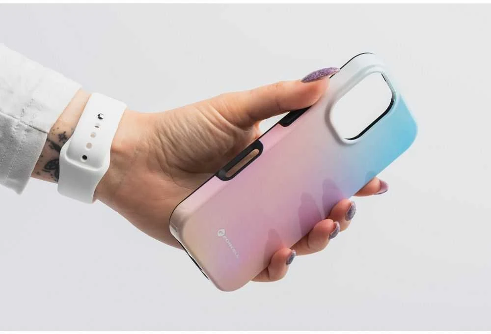 „iPhone 16 PLUS“ dėklas „Forcell F-Protect Mirage“, suderinamas su „Magsafe Military Drop-Test“ – mažas mėlynas
