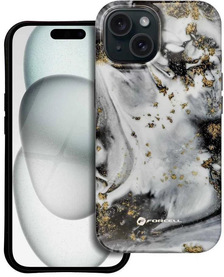 „iPhone 15 Forcell F-Protect Mirage“ dėklas, suderinamas su „Magsafe Military Drop-Test“ sidabrinis rūkas