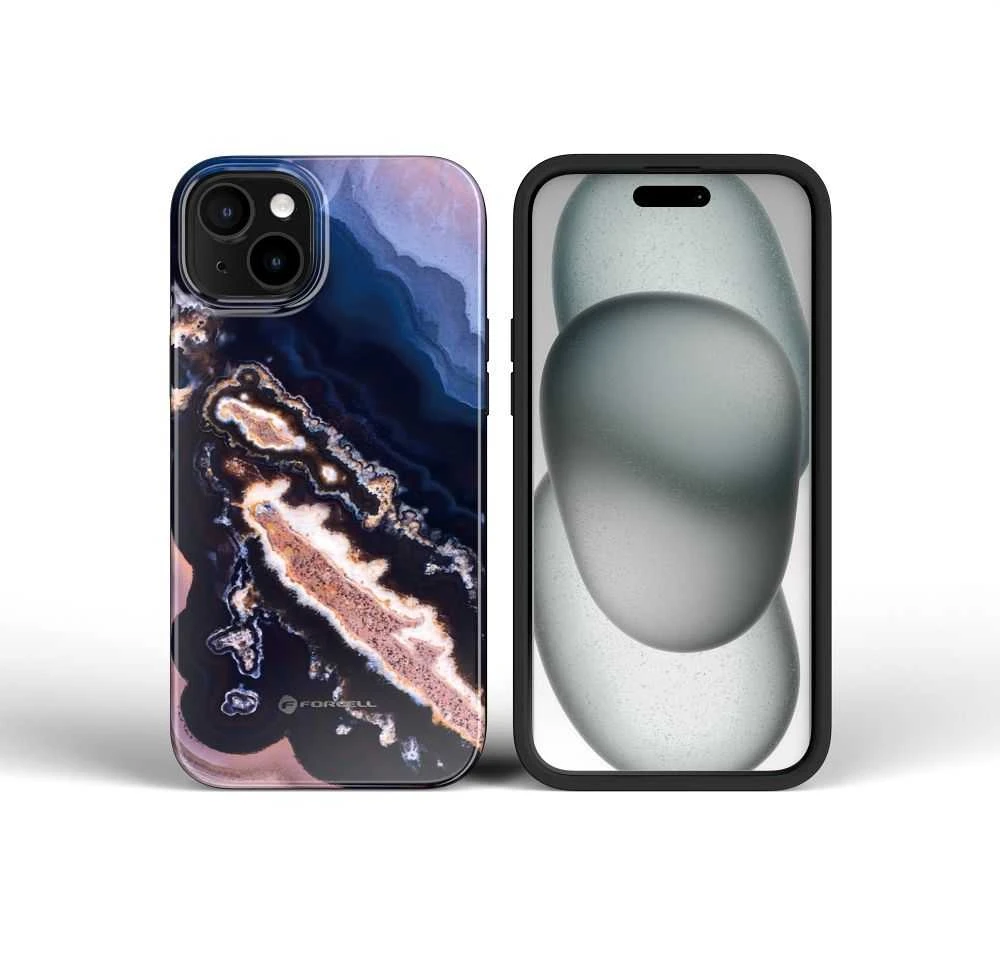 „iPhone 15 Forcell F-Protect Mirage“ dėklas, suderinamas su „MagSafe Military Drop-Test“ auksinis island