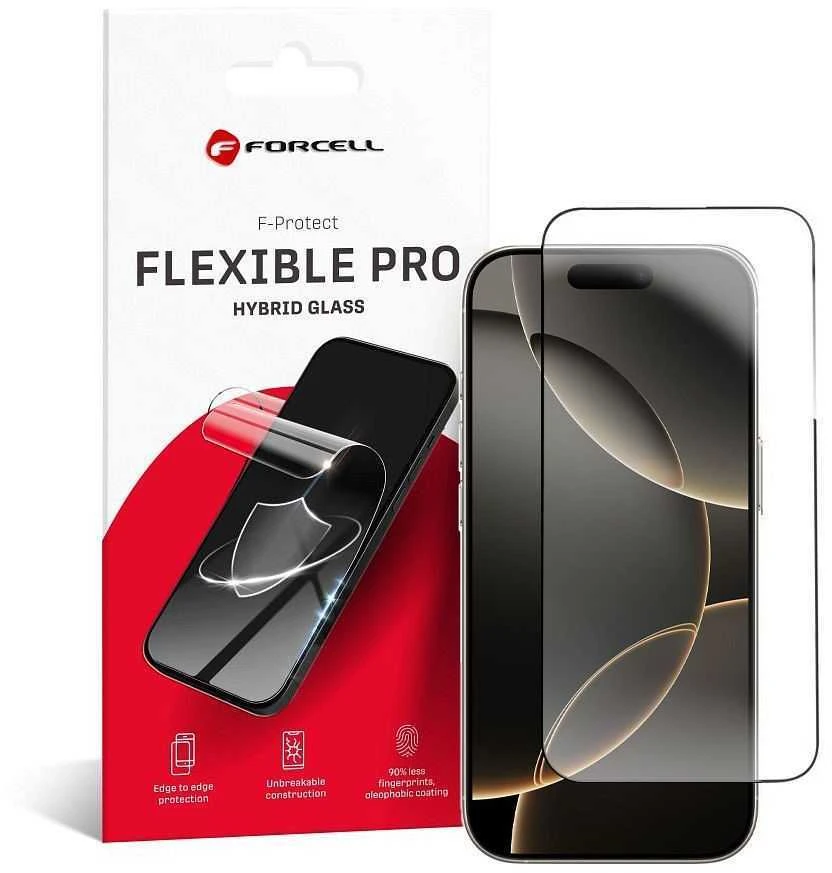 Hibridinis stiklas iPhone 16 PRO MAX Forcell Flexible 5D juodas