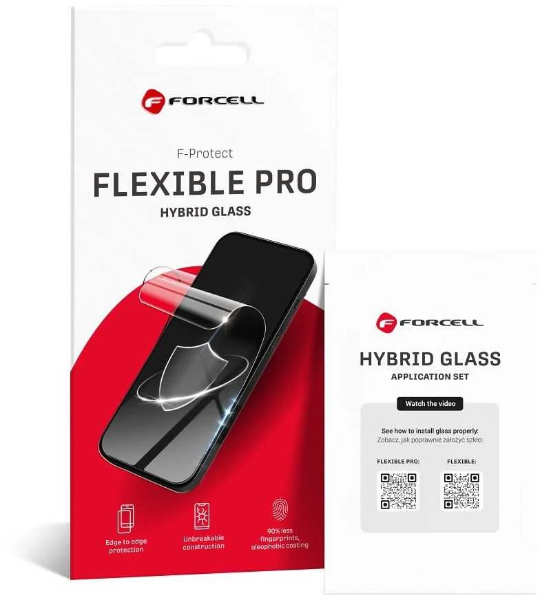 Hibridinis stiklas iPhone 13 PRO MAX / 14 PLUS Forcell Flexible 5D juodas