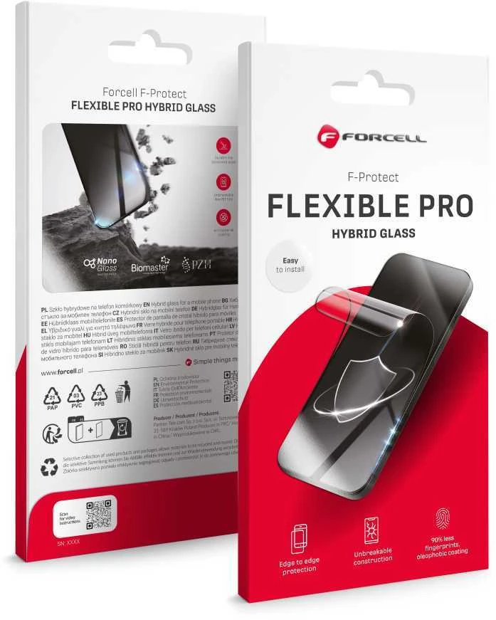 Hibridinis stiklas iPhone 15 Forcell Flexible 5D juodas