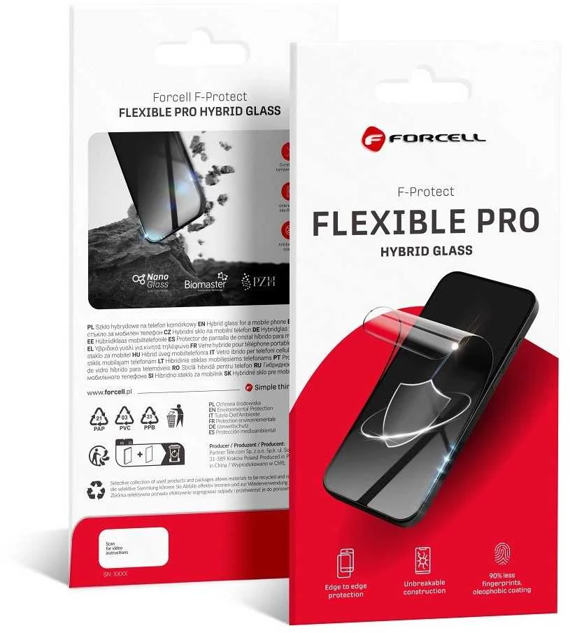 Hibridinis stiklas iPhone 13 PRO MAX / 14 PLUS Forcell Flexible 5D juodas