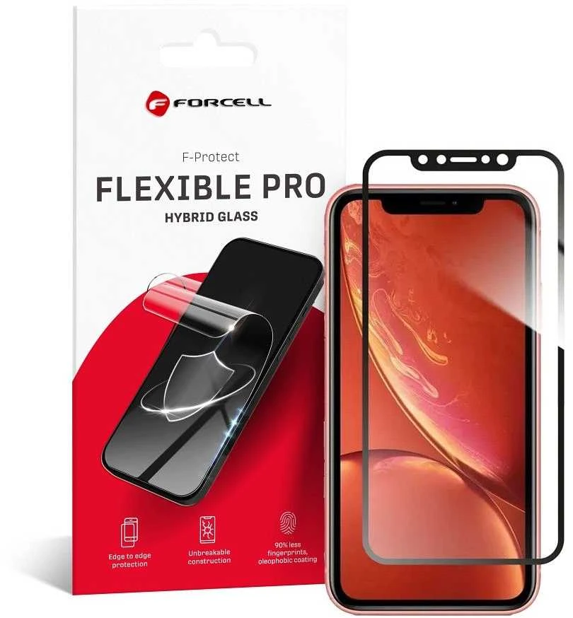 Hibridinis stiklas iPhone XR / 11 Forcell Flexible 5D juodas