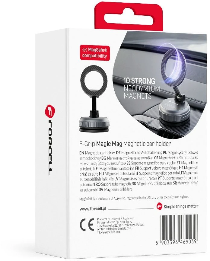FORCELL Magic Mag magnetinis siurbtukas telefono laikiklis, suderinamas su MagSafe juodas