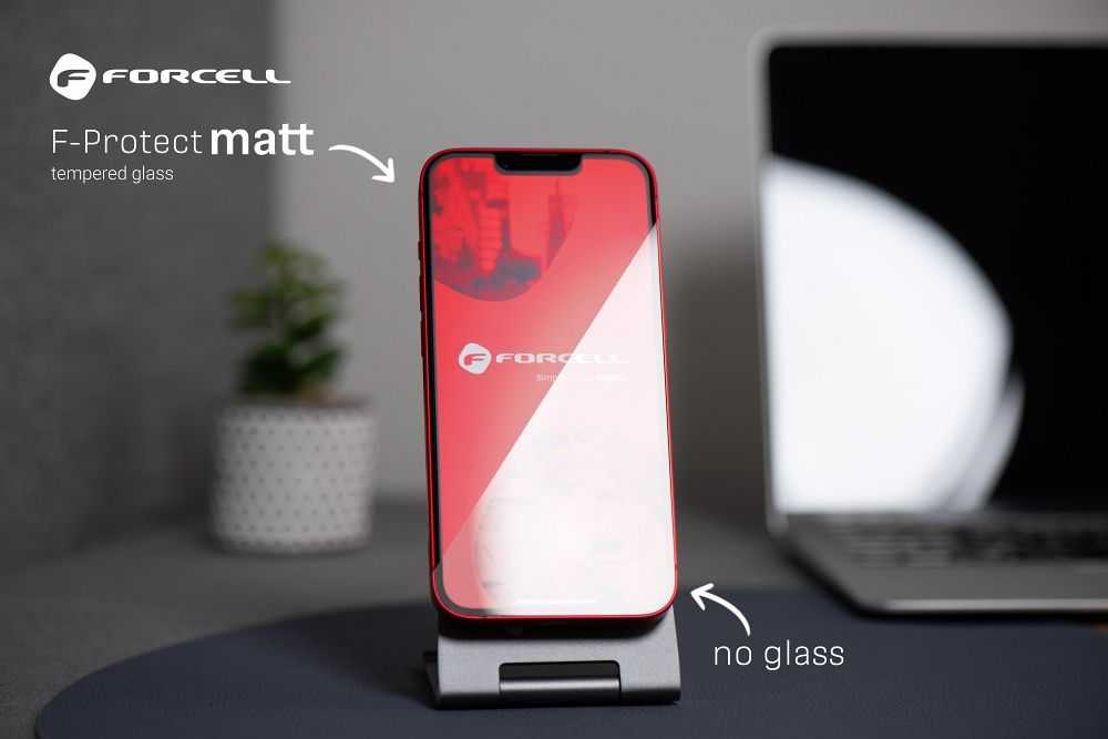 Grūdintas stiklas iPhone 13 / 16e / 17e (SE 4 2025) Forcell Matt Glass juodas