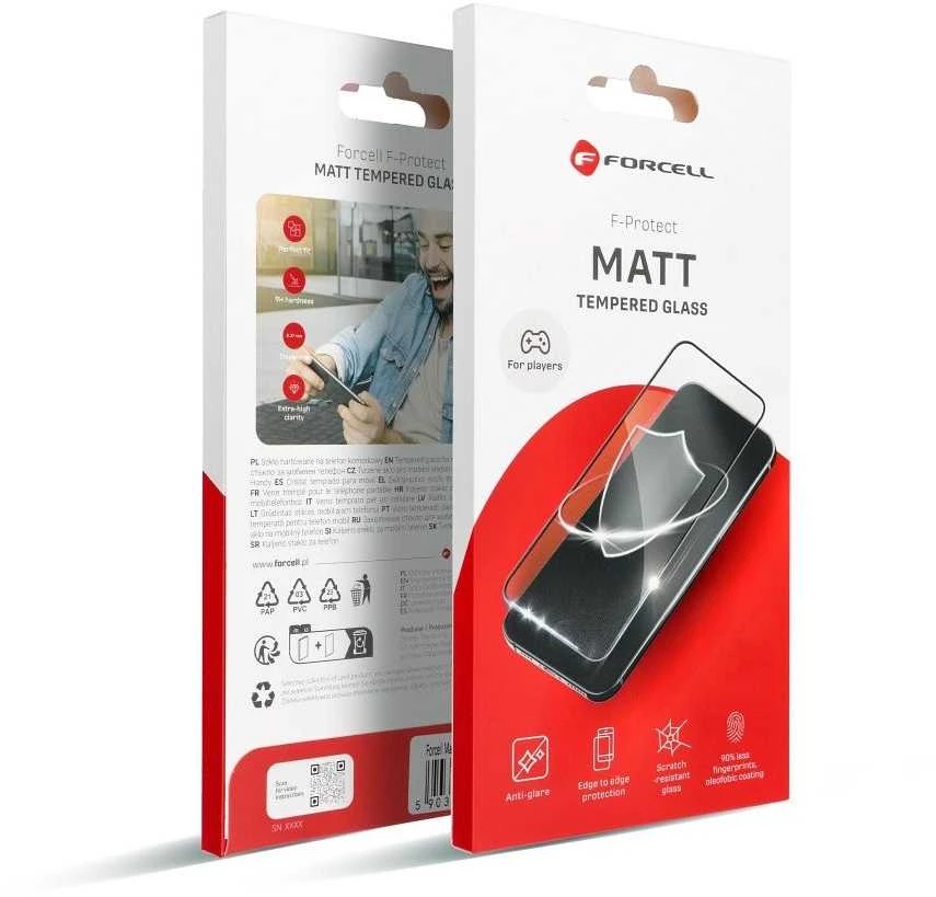 Grūdintas stiklas iPhone 13 PRO MAX / 14 PLUS Forcell matinis stiklas juodas