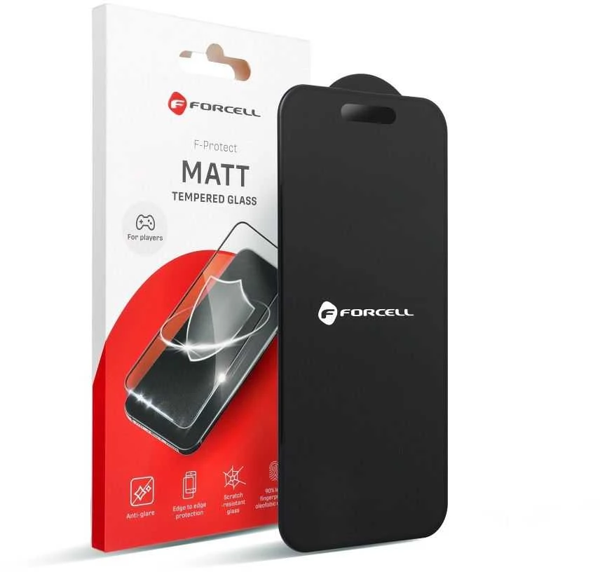 Grūdintas stiklas iPhone 14 PRO MAX Forcell matinis stiklas juodas