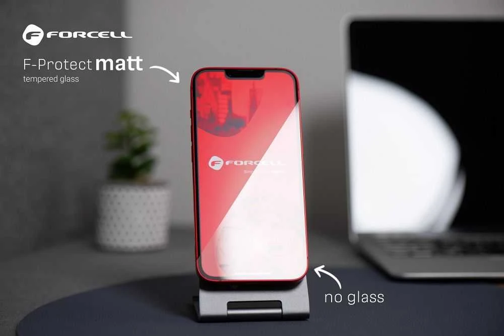Grūdintas stiklas iPhone 14 PRO MAX Forcell matinis stiklas juodas