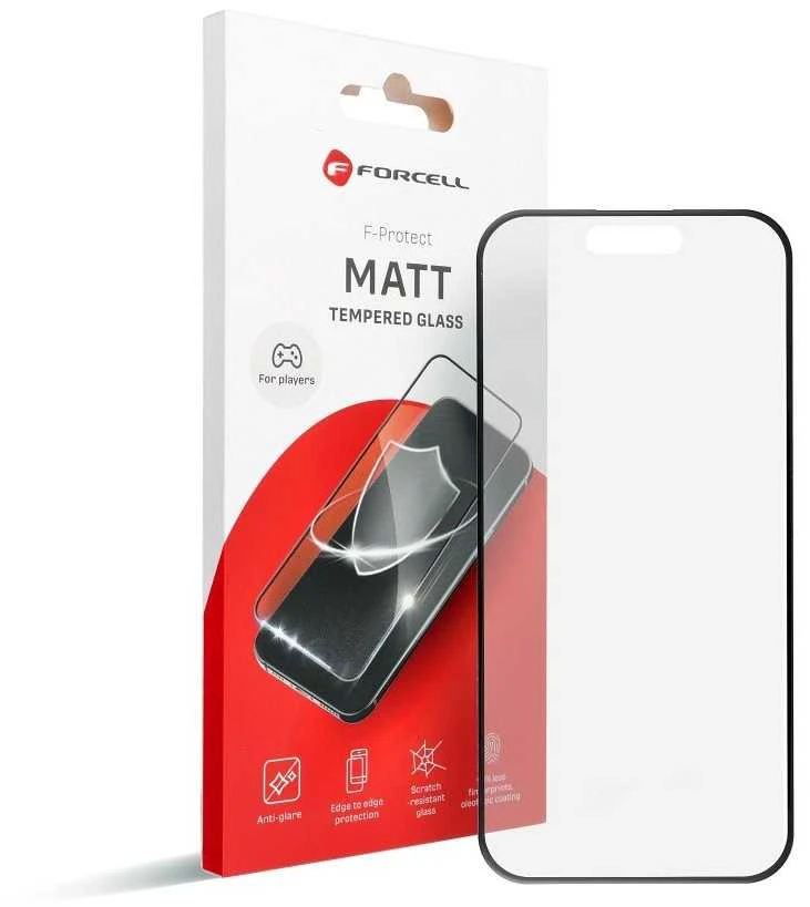 Grūdintas stiklas iPhone 14 PRO MAX Forcell matinis stiklas juodas