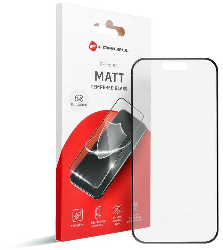 Grūdintas stiklas iPhone 15 PRO MAX Forcell matinis stiklas juodas