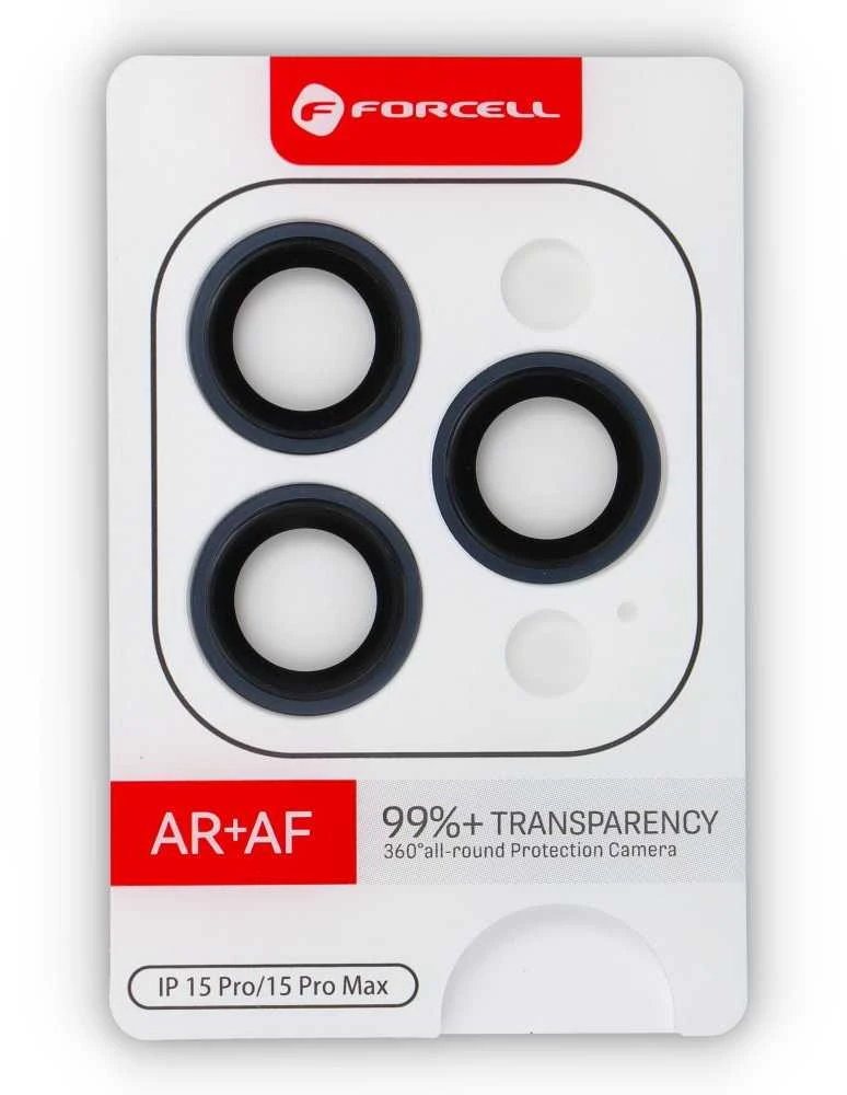 Tempered Glass Camera Lens for iPhone 15 PRO / 15 PRO MAX Forcell Premium mėlynas titanium