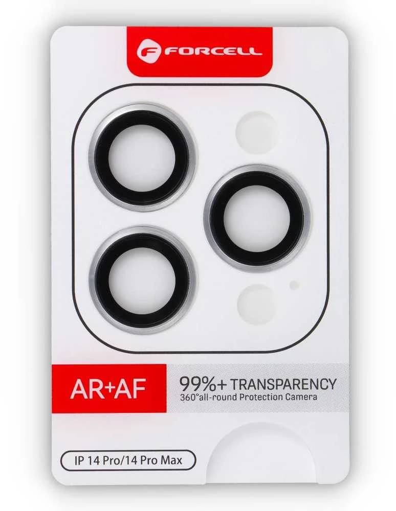 Tempered Glass Camera Lens for iPhone 14 PRO / 14 PRO MAX Forcell Premium sidabrinis