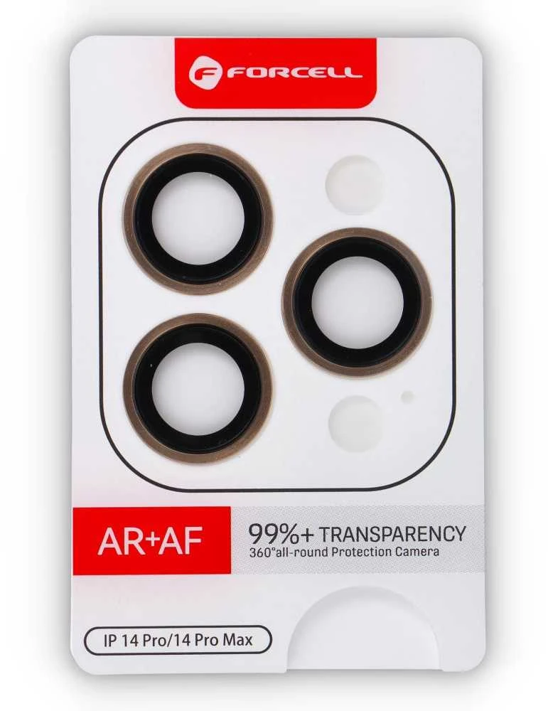 Tempered Glass Camera Lens for iPhone 14 PRO / 14 PRO MAX Forcell Premium auksinis