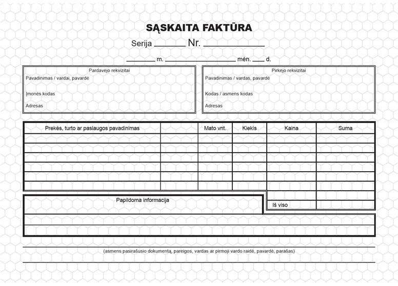 Technoinform Blankai Sąskaitos-faktūros A5x2x50 be numeracijos, savikopijuojanti