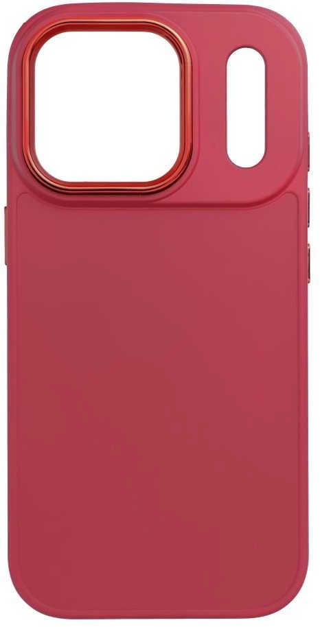 OEM dėklas, skirtas iPhone 17 Pro / 18 Pro (žemas kameros kraštas), rėmelis rausvai raudonas