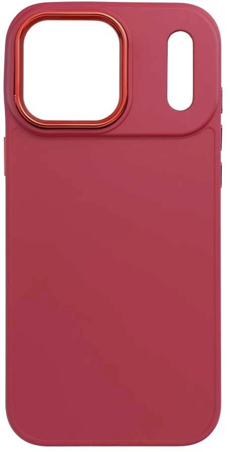 OEM dėklas, skirtas iPhone 17 Pro Max / 18 Pro Max (žemas kameros kraštas), rėmelis rausvai raudonas