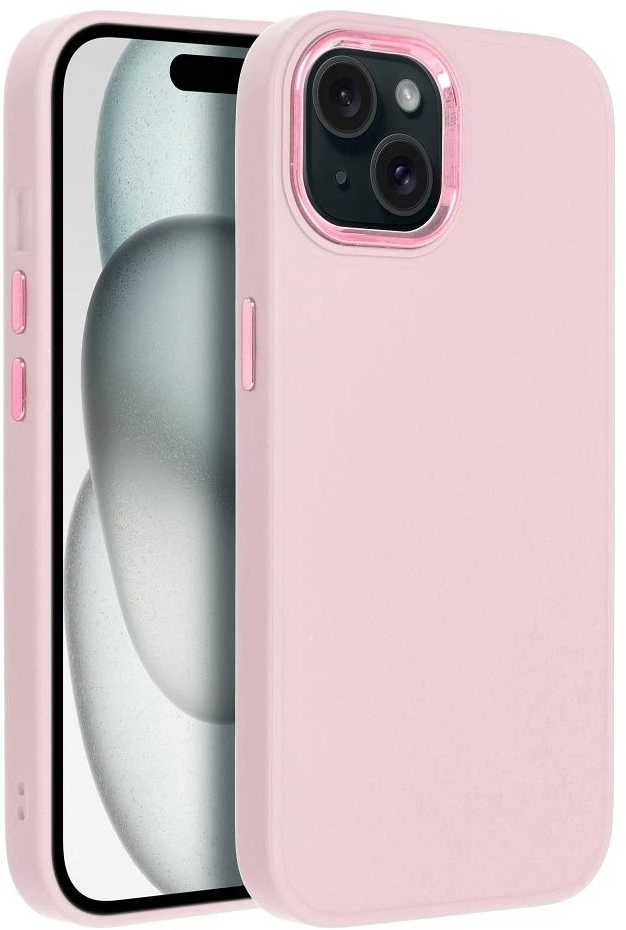 OEM dėklas, skirtas „iPhone 15 Frame“, miltelinės rožinės spalvos