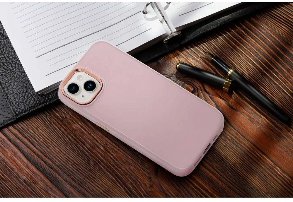 OEM dėklas, skirtas „iPhone 15 Frame“, miltelinės rožinės spalvos