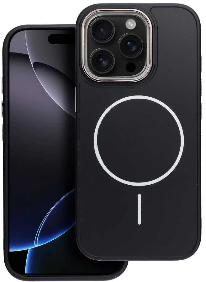 OEM dėklas, skirtas iPhone 17 Pro Max / 18 Pro Max (žemas kameros kraštas), „Frame Mag Cover“, suderinamas su „MagSafe“ (juodas)