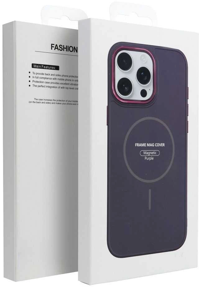 OEM dėklas, skirtas iPhone 17 Frame Mag Cover, suderinamas su MagSafe violetine