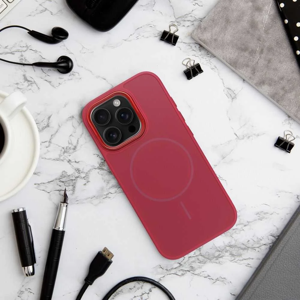 Oem Originalus „iPhone 13 Frame Mag Cover“ dėklas, suderinamas su „MagSafe“, rausvai raudonas