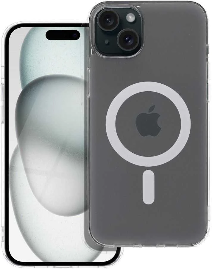 Oem Originalus „iPhone 15 PLUS“ dėklas, suderinamas su „MagSafe“ permatomu, sušalusio stiklo apvalkalu.