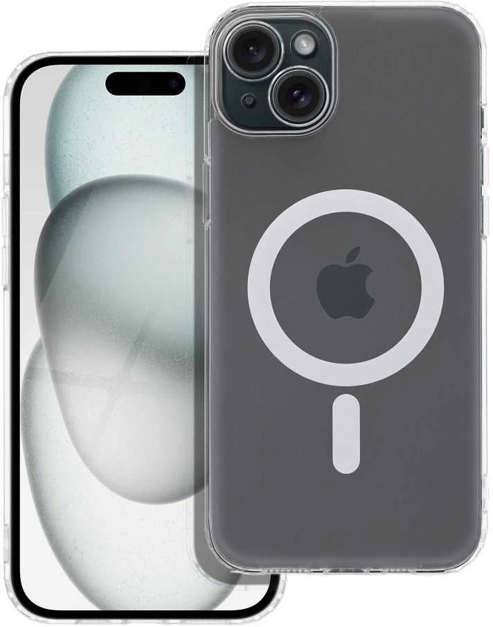 Oem Originalus „iPhone 15 PLUS“ dėklas, suderinamas su „MagSafe“ (fotoaparato apsauga), skaidrus ir sušalęs.