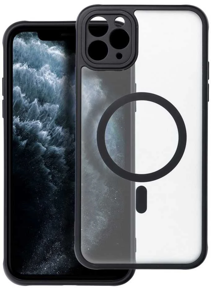 „Oem“ dėklas, skirtas „iPhone 11 PRO MAX“ telefonui, visiškai matinis „Mag“ dėklas, suderinamas su „MagSafe“ juodas