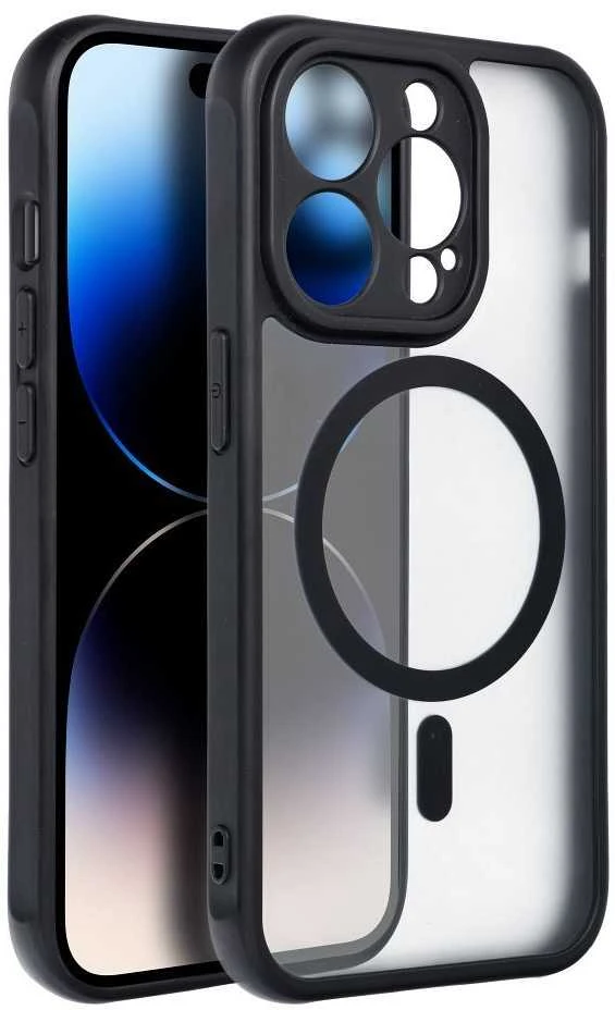 „Oem“ dėklas, skirtas „iPhone 14 PRO“ telefonui, visiškai matinis „Mag“ dėklas, suderinamas su „MagSafe“ juodas