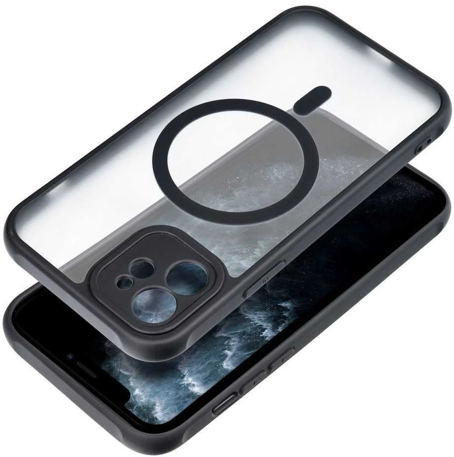 „Oem“ dėklas, skirtas „iPhone 11 PRO MAX“ telefonui, visiškai matinis „Mag“ dėklas, suderinamas su „MagSafe“ juodas
