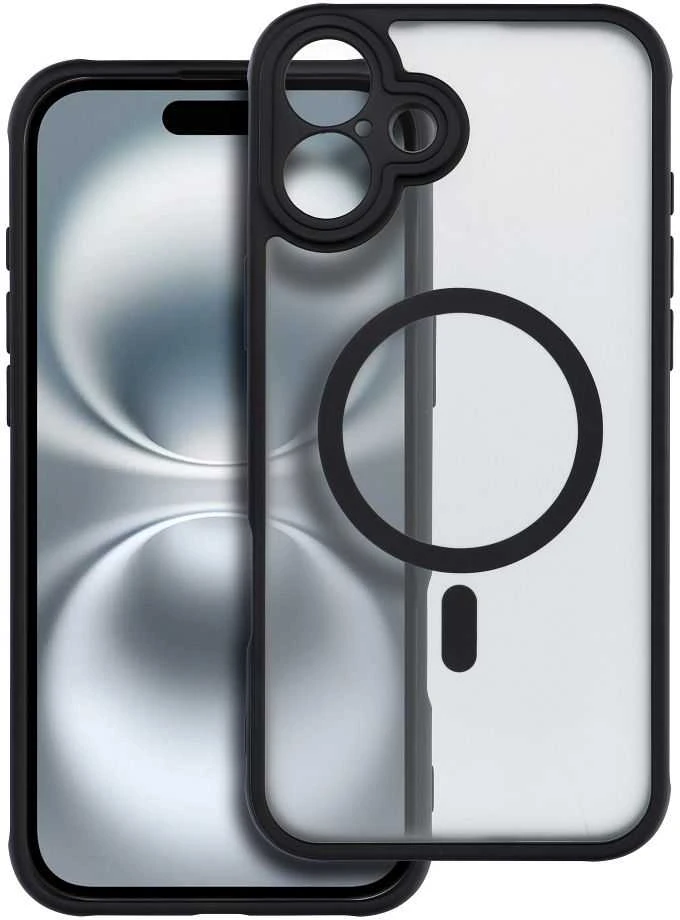 „Oem“ dėklas, skirtas „iPhone 16 PLUS“, visiškai matinis „Mag“ dėklas, suderinamas su „MagSafe“ juodas