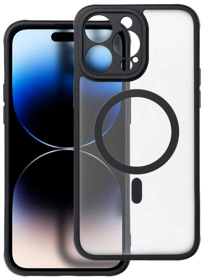 OEM dėklas, skirtas „iPhone 14 PRO MAX“ su matiniu „Mag“ dangteliu, suderinamas su „MagSafe“ juodas