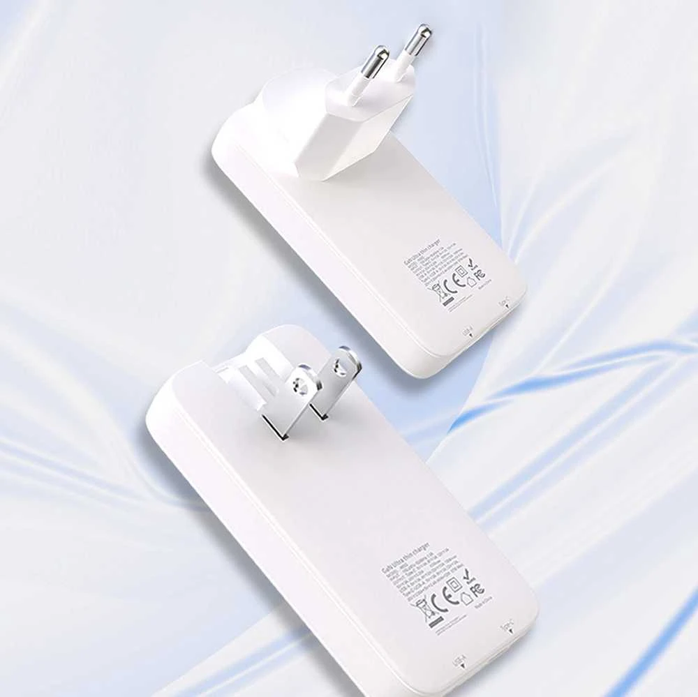Įkroviklis jungiama į tinklą podróżna GaN Dudao A65Q 65W USB-A / USB-C PD ultracienka EU / US - balta