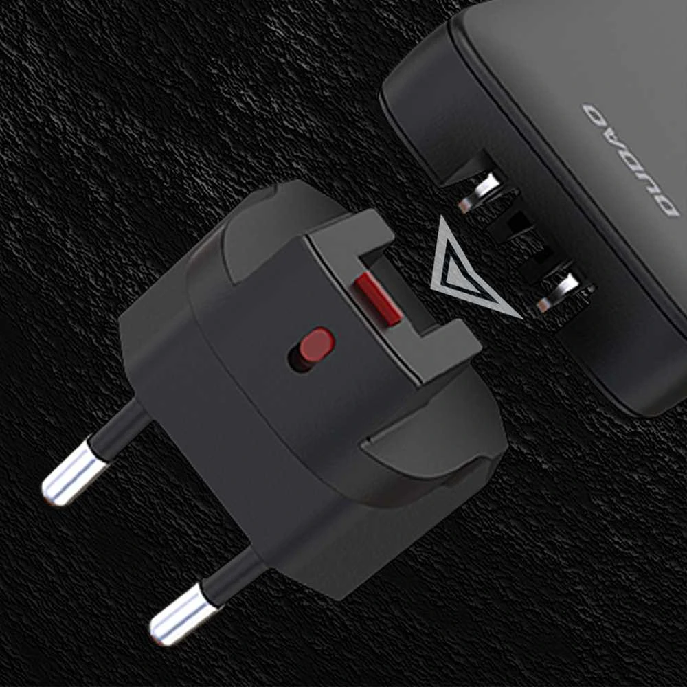 Įkroviklis jungiama į tinklą podróżna GaN Dudao A65Q 65W USB-A / USB-C PD ultracienka EU / US - juoda