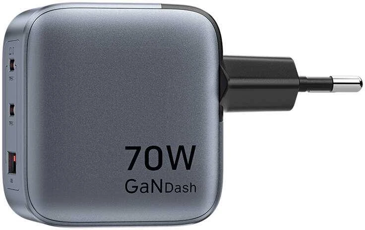 „Vention“ 70 W „GaN PD“ įkroviklis, 1 x USB-A, 2 x USB-C, juodas
