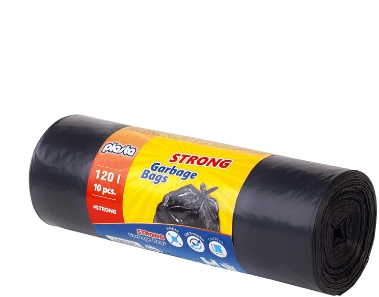 Plasta Šiukšlių maišai PACLAN, 120 litrų, 10 vnt., 35 mkr, LDPE plastikas, juodos sp.