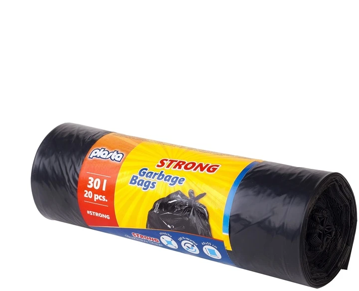 Šiukšlių maišai PLASTA, 30 L, 20 vnt., 25 mkr, LDPE, 50 x 49 cm, juodos sp.