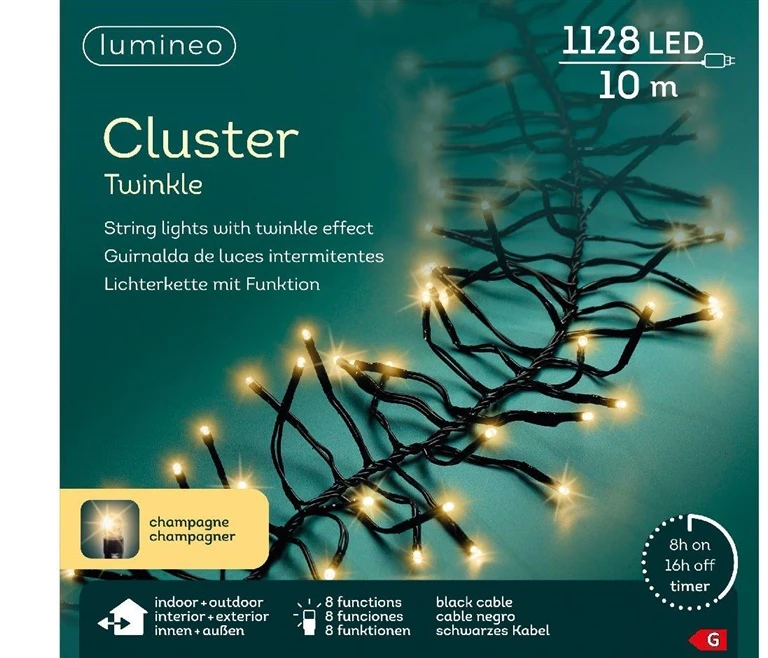 Nežinomas Garland of light bulbs Cluster Soft Baltas 494955. 10.5 m