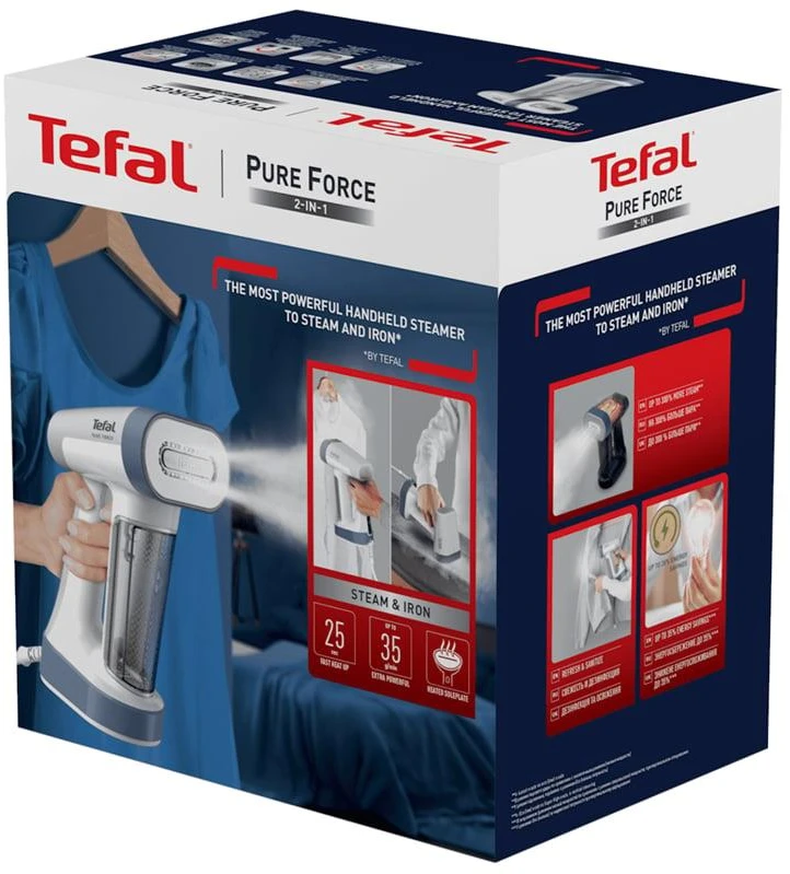 TEFAL garintuvas | DT8722E0 Pure Force 2in1 | Rankinis | 1800 W | 0,18 l | 35 g/min