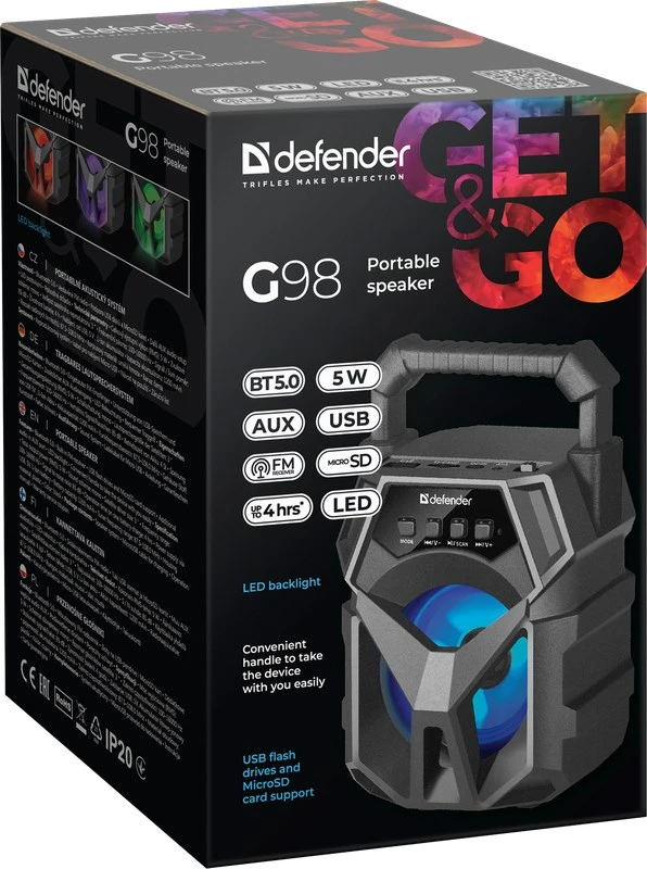 Nešiojamasis Garsiakalbis - Defender G98 Mono 5 W Juodas