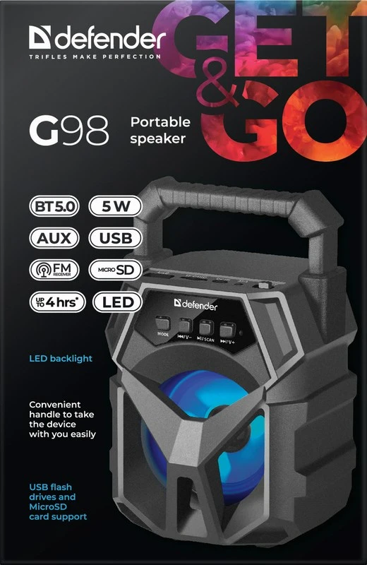 Nešiojamasis Garsiakalbis - Defender G98 Mono 5 W Juodas