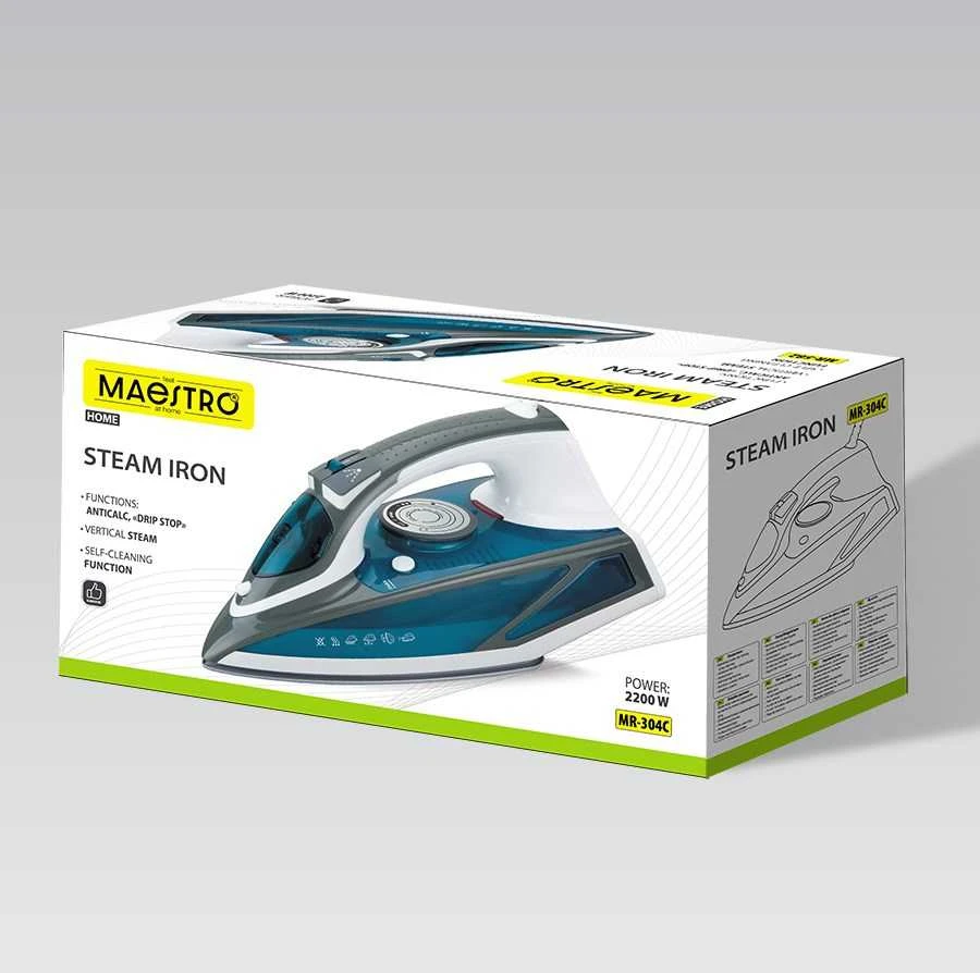 Garų lygintuvas MAESTRO MR-304C 2200W Baltas, Mėlyna