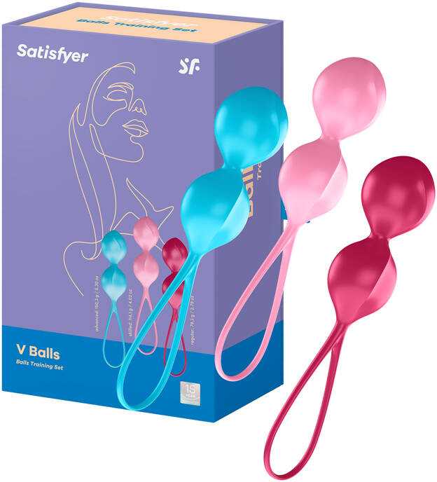 Geisha kamuoliukų rinkinys „Satisfyer V Balls“ (3 vnt. rinkinys)